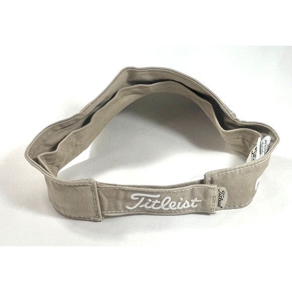 Titleist Pro V1 Visor Hat White Lettering Adjustable Golf Cap Brown Tan Khaki - Picture 5 of 9